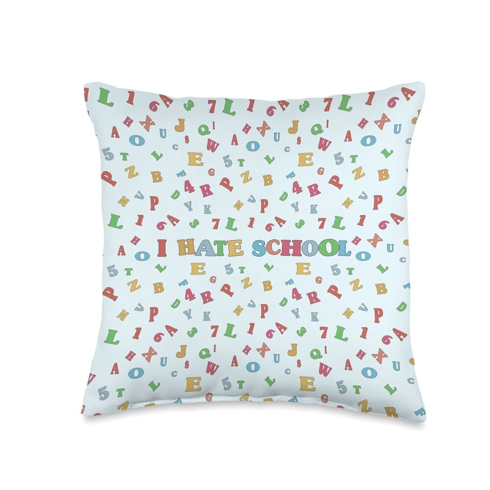3084 Kidcore Aesthetic I Hate School Alt Indie 80s 90s Retro Throw Pillow